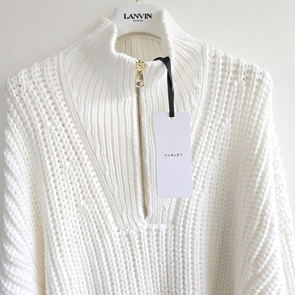 New Varley Natalia Half-Zip Long Sleeve Oversized White Pullover Sweater NWT Med - Picture 12 of 17